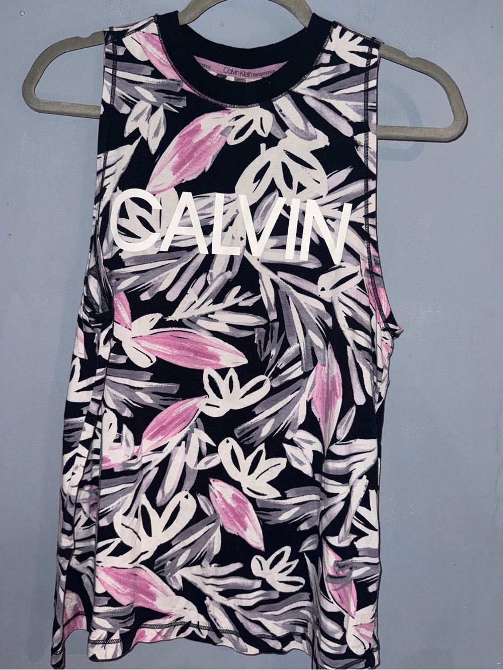 Calvin Klein Performance Floral Logo Sleeveless Tank Top Size M